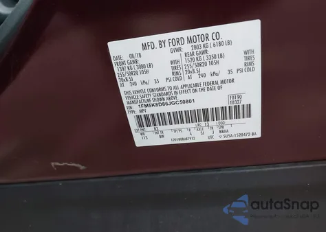 2018 Ford Explorer Xlt z USA, uszkodzony, nr VIN 1FM5K8D86JGC50801